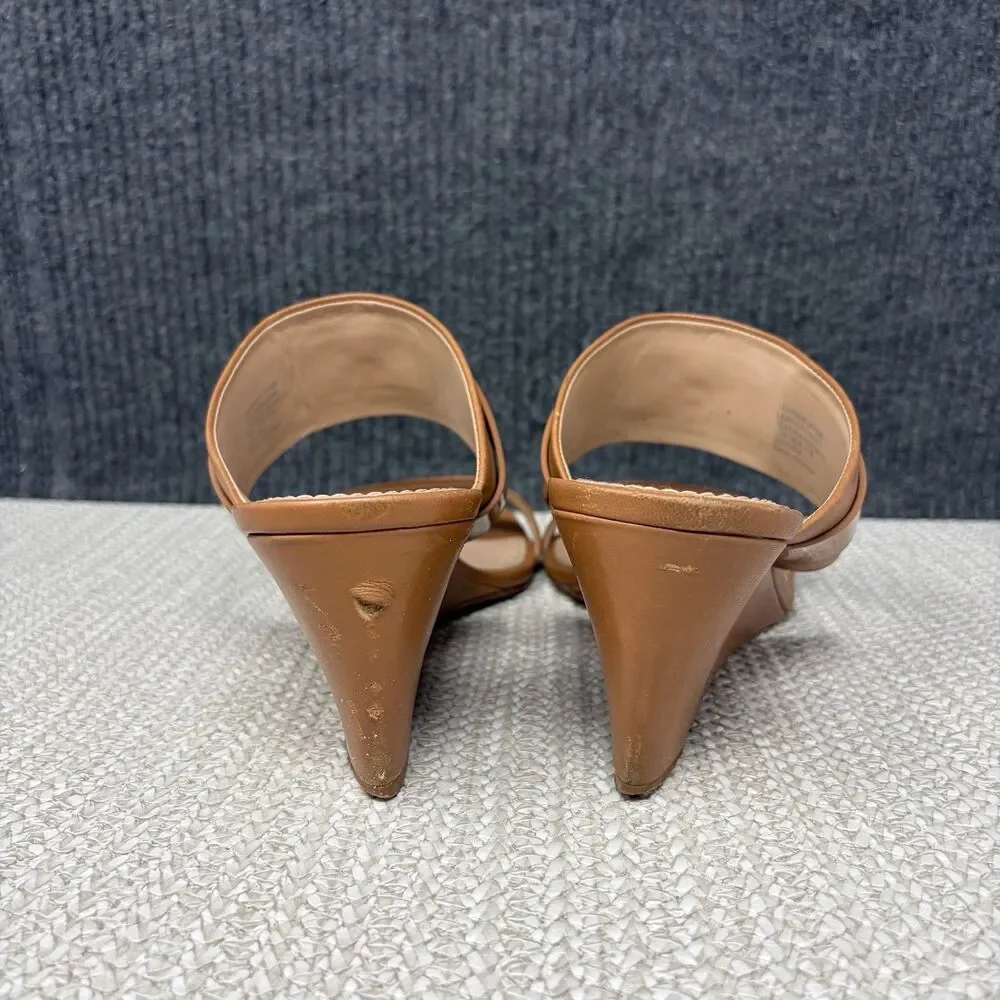 Tory Burch Gigi Wedge Sandals Strap Brown Leather Women’s 10 M